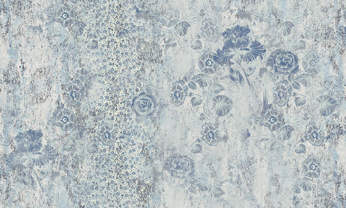 цветы, под штукатурку, светло голубая, серая