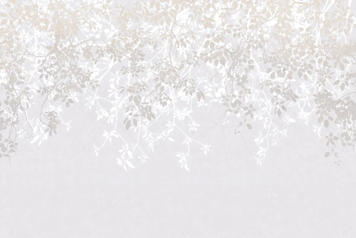 графика, бежевые, белые, ветки, листья, листья на стену