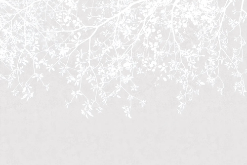 графика, белые, бежевые, ветки, листья, листья на стену, на бежевом фоне