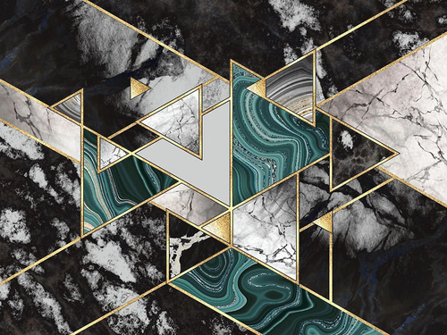 геометрия, в ванную комнату, черно-зеленая