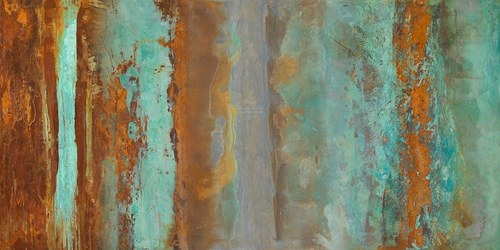абстракция, полосы, зеленая, бирюзовая, цвет ржавчины, рыжая