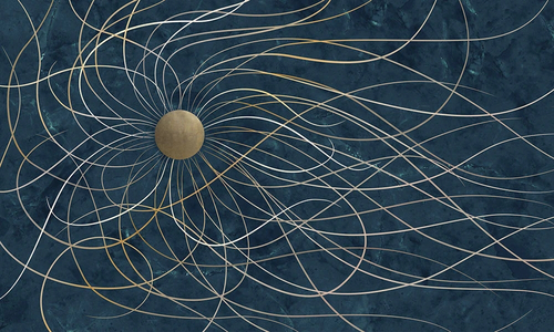 абстракция, бежевые линии, темно синяя