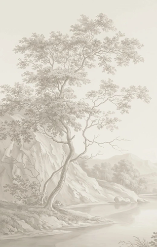 пейзаж, бежевые, вертикальные, дерево, на стену пейзаж, вертикальные пейзаж, деревья, дерево на стенку, деревья в тумане, деревья сепия, поле дерево, деревья бежевые