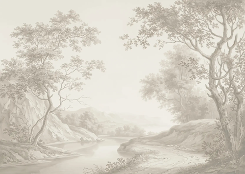 пейзаж, бежевые, на стену пейзаж, деревья, дерево на стену, деревья сепия, река дерево, река, деревья бежевые, с деревьями