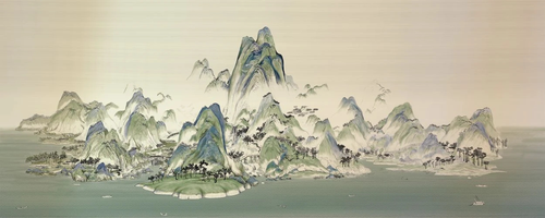 пейзаж, горы, море, бежевая