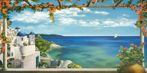 арка, широкая, море, небо