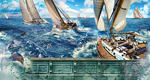 пейзаж, море, парусники