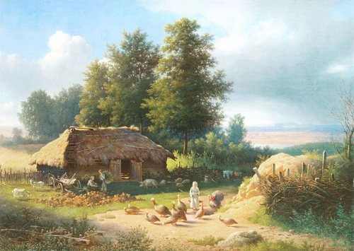 живопись, пейзаж, деревня