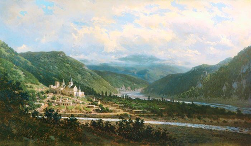 пейзаж, горы, замок