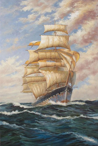 пейзаж, море, парусник
