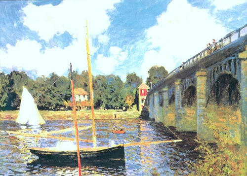 пейзаж, река, живопись, лодки