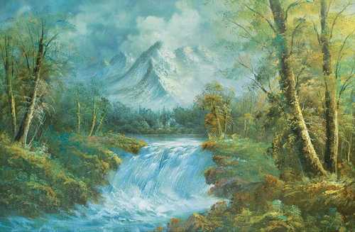 пейзаж, река, горы, лес