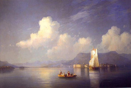 пейзаж, живопись, море, парусники
