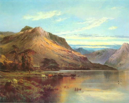 пейзаж, море, горы, живопись