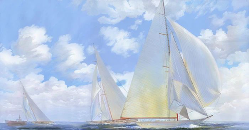пейзаж, море, небо, облака, яхты
