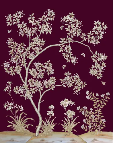 трава, дерево, цветы, растения, кусты, шинуазри, листья