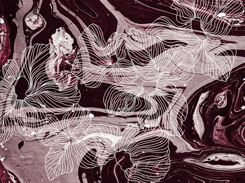 природа, линии, цветы, акварель, растения, современный