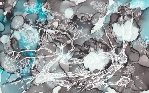 мрамор, природа, листья, дерево, минимализм, акварель, современный, сакура, лофт, пятна