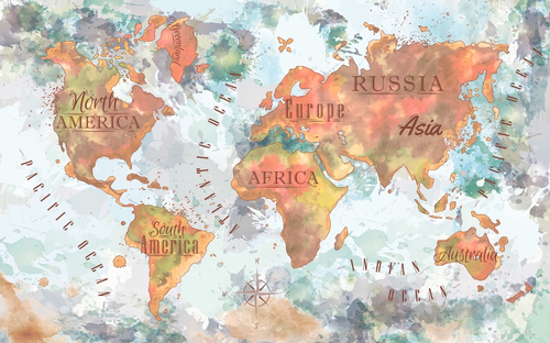 кляксы, компас, страны, названия, в детскую комнату, города, детские, карта, карта мира, карта мира для детей, с картой мира