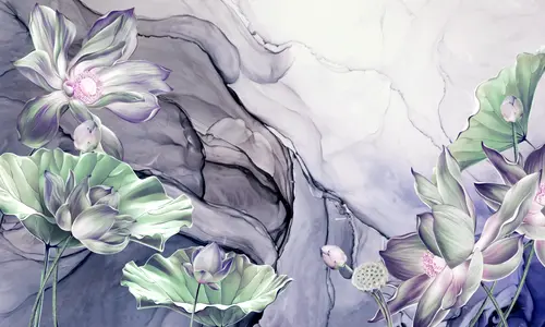 цветы, акварель, мрамор, современный, минимализм, лепестки