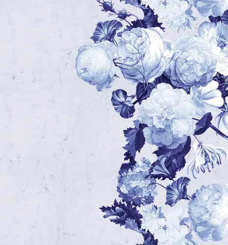 синие, пионы, голубые, растения, цветы, белые