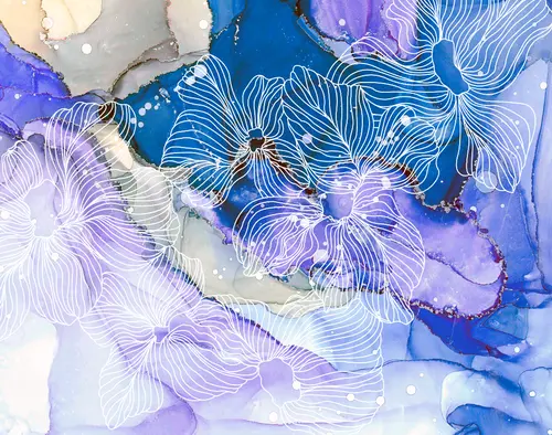 минимализм, линии, цветы, акварель, мрамор