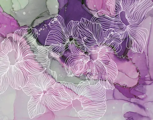 мрамор, линии, акварель, минимализм, цветы