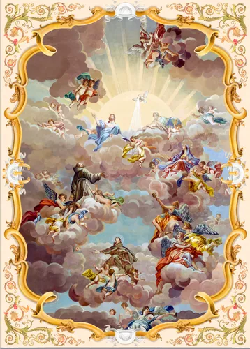 икона, люди, небеса, завитки, ангелы, солнце, иконопись, небо, золотые, святые, живопись, белые, картины, рамка, облака