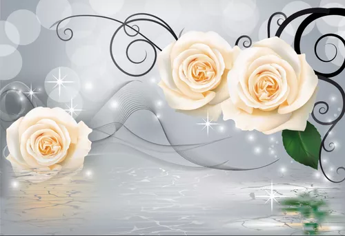 цветы, черные, блики, желтые, розы, линии, серые, сияние