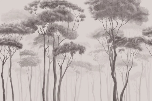 пейзаж, лес, деревья, сосны, бежевые