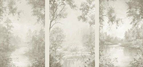 пейзаж, на стену пейзаж, серо-зеленый пейзаж, триптих, пейзажи