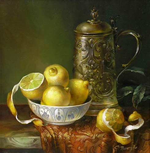 картины, натюрморт с лимонами