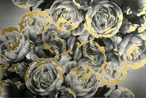 поталь, цветы, золотые, черно-белые, картины