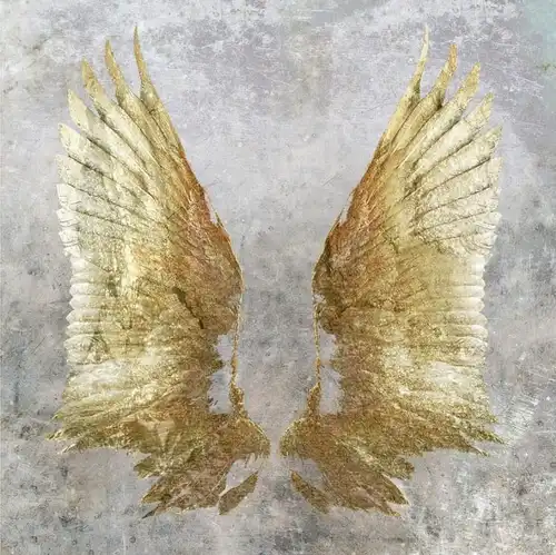 крылья, поталь, картины, на сером фоне, золотые, с золотом, на серебре, небольшие