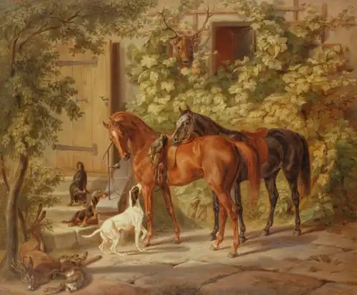лошади, картины, в кабинет, мужские, коричневые, небольшого размера
