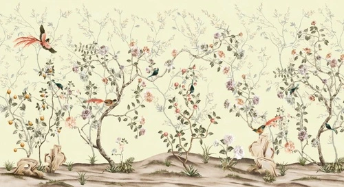 шинуазри, сады, с яркими птицами, с розами