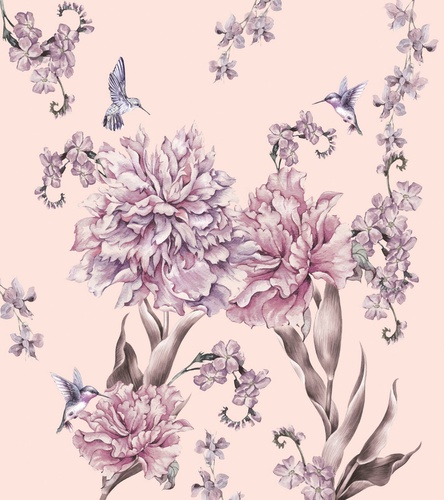 цветы, пионы, сиреневые, лиловые, фиолетовые, крупные, на розовом фоне