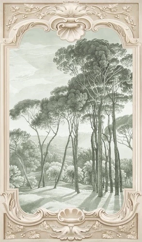 пейзаж, с соснами, новинки, голубые, в раме, 3д, арка, лес