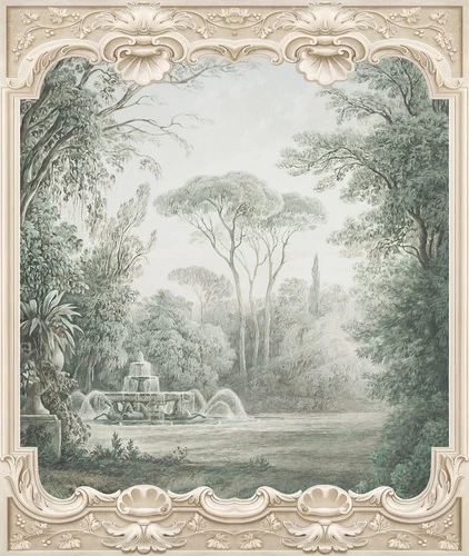 пейзаж, с фонтаном, новинки, бирюзовые, парк, 3д, арка, лес