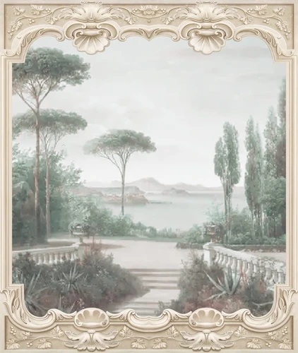 пейзаж, с соснами, новинки, с набережной, с дорожкой, голубые, 3д, арка, лес