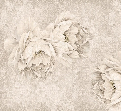 пионы, бежевые, с узорами