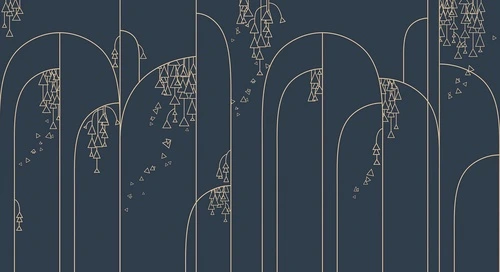 графика, на черном фоне, золотые линии