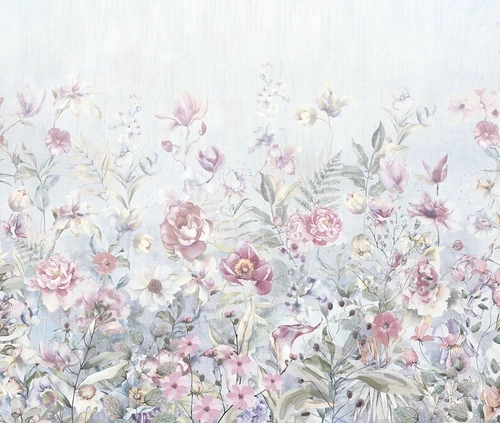 цветы, поляна, полевые, розовые, зеленые