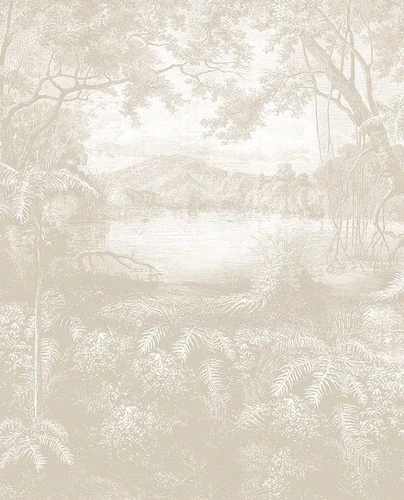 современные, серо-бежевые, лес с рекой, 3д