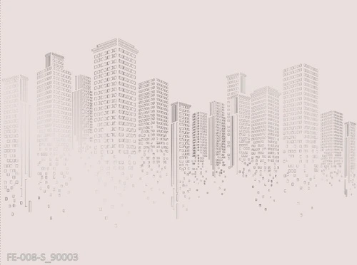 графика, город, на светло розовом фоне