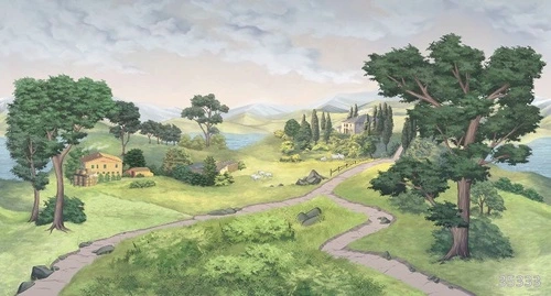 пейзаж, яркие, зелень, 3д, лес