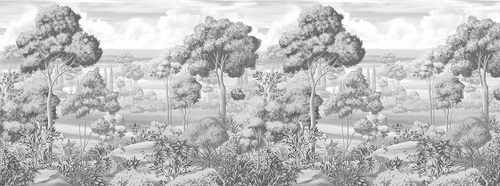 пейзаж, деревья, лес, 3д