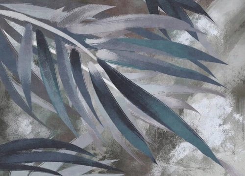 современные, серо-синие, лист, на сером фоне