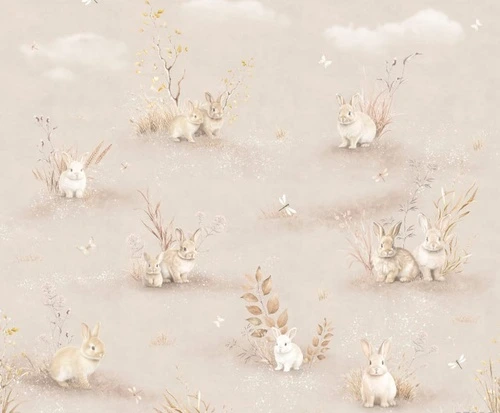 в детскую комнату, бежево-розовые, кролики, стрекозы, детские