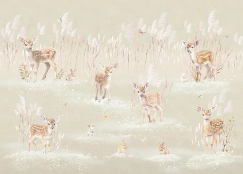 в детскую комнату, бежевые, оленята, кролики, детские